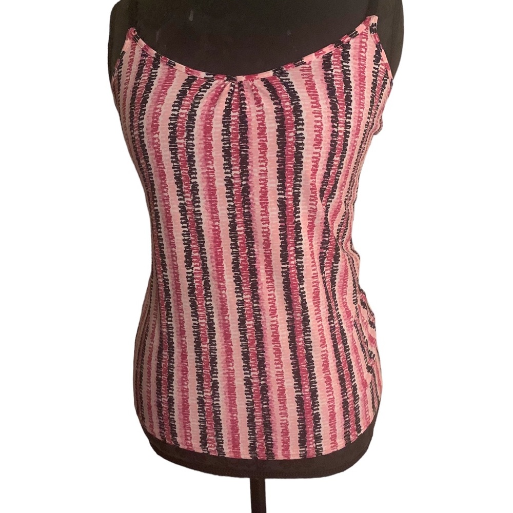 Attention colorful stretchy top with braided straps